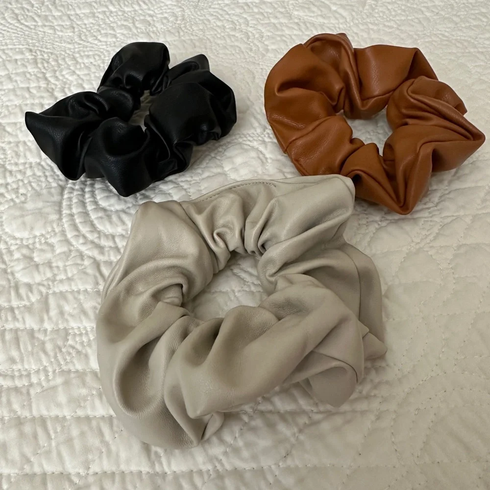 Set of 3 Primark Faux Vegan Leather Hair Ties Scrunchies